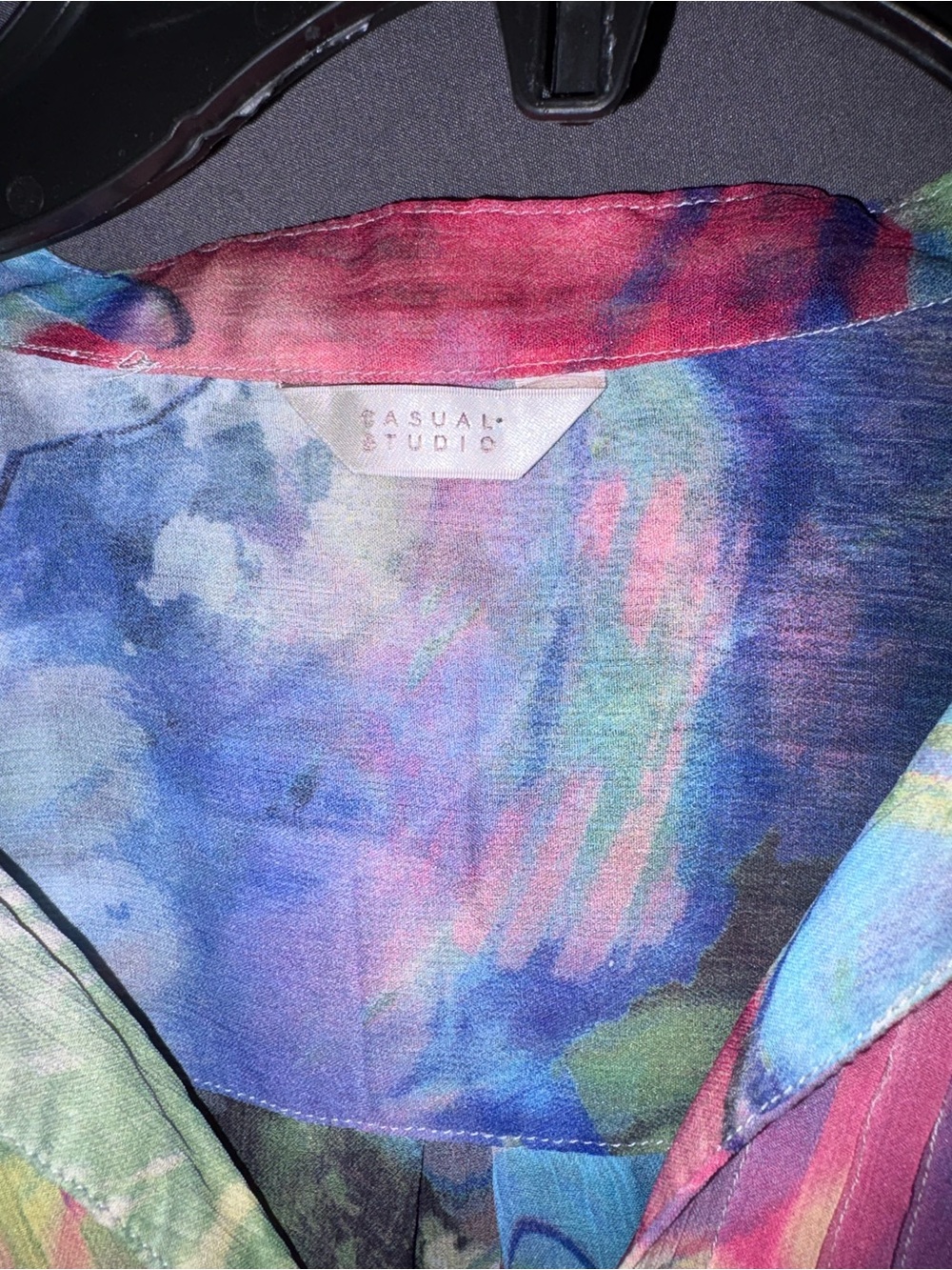 Sheer Multi-Color Abstract Print Blouse - Picture 5 of 7